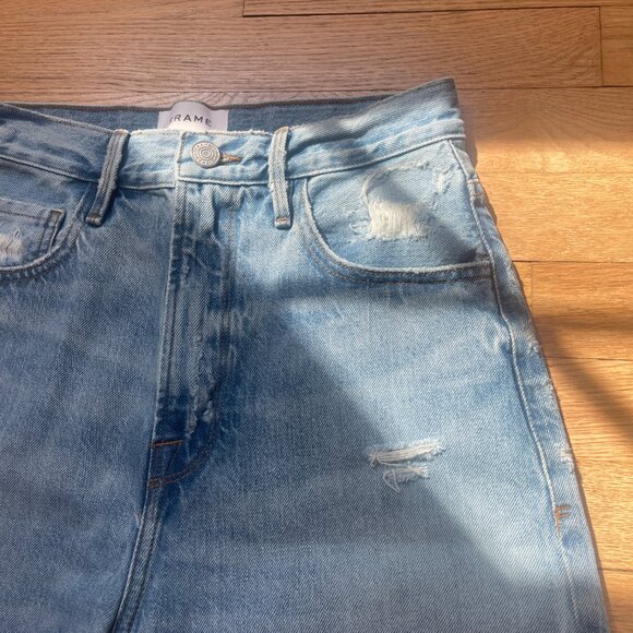 Frame  High Rise Denim Bermuda Shorts in Baines Rip NWOT / Size 24 - Picture 8 of 8